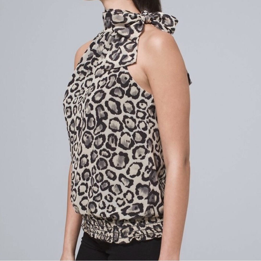 White House Black Market Leopard/Cheetah print Halter Top. Size Medium - Picture 2 of 8